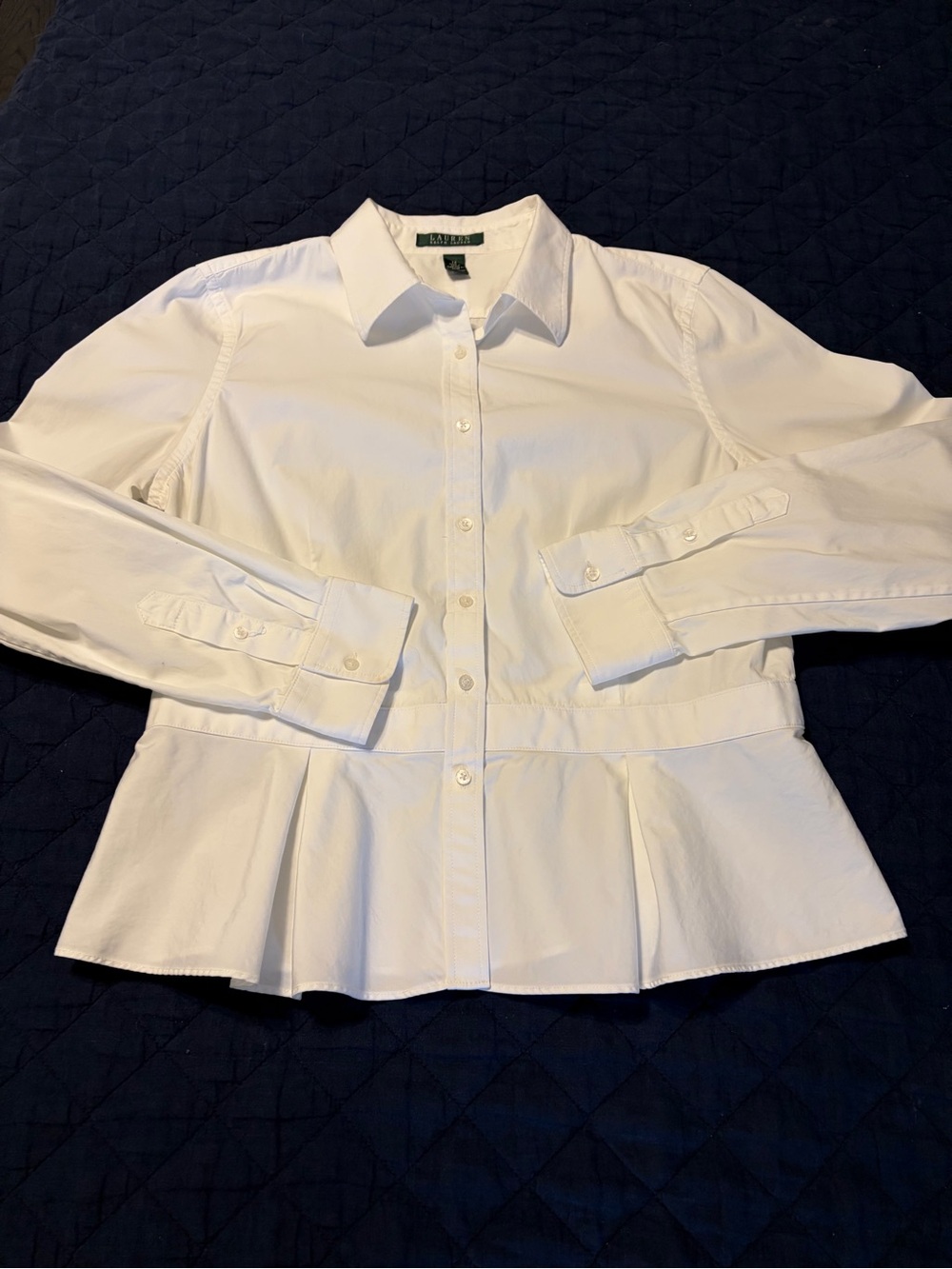 Lauren Ralph Lauren White Peplum Button-Down Shirt